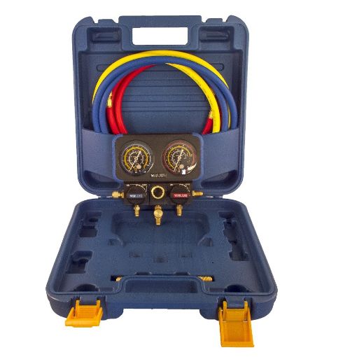 Slika MANOMETAR U KOFERU SA CREVIMA 2/2 R22, R134, R410, R407 VALUE VRM2-B-0401 3X1500