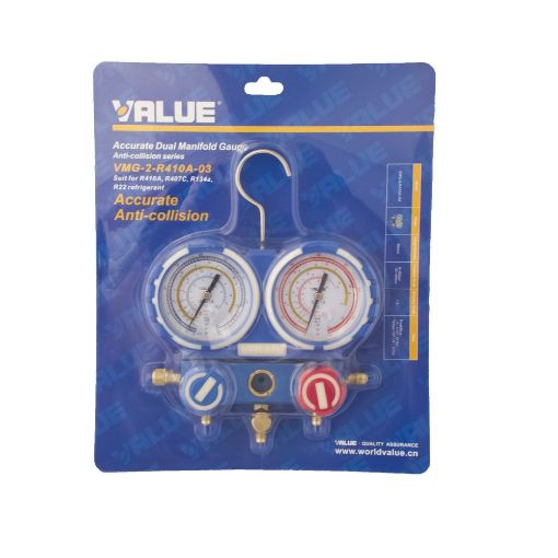 Slika MANOMETAR SA CREVIMA 2/2 R410a, R407c, R404a,1R34a VALUE VMG-2-R410a-05 5259