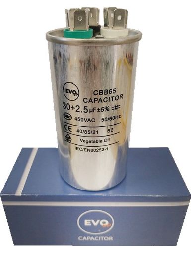 Slika KONDENZATOR ZA KLIMU METALNI 30+2.5MF CBB65 EVO SP