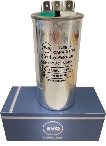 Slika KONDENZATOR ZA KLIMU METALNI 35+1.5MF CBB65 EVO SP