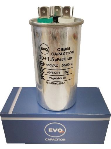 Slika KONDENZATOR ZA KLIMU METALNI 30+1.5MF CBB65 EVO SP