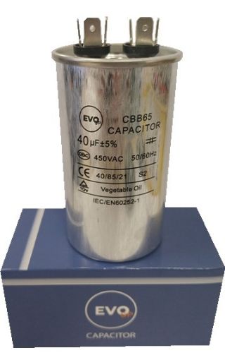 Slika KONDENZATOR ZA KLIMU METALNI 40mf 450V CBB65 EVO SP