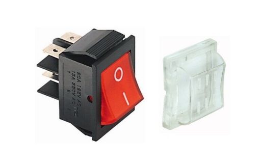 Slika PREKIDAC SA ZASTITOM 4 KONTAKTA 16A 250V T105C CRVENI