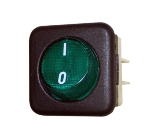 Slika PREKIDAC SIROKI 0-I OKRUGLI INDIKATOR ZELENI 16A 125C 4 kontakta 25x25mm