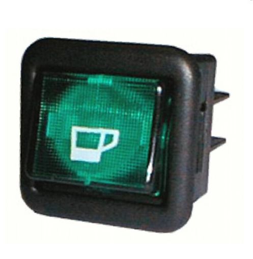 Slika PREKIDAC SIROKI ZA KAFU INDIKATOR ZELENI 16A 120C 4 kontakta 25x25mm