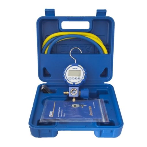 Slika DIGITALNI MANOMETAR 1/1 SA KOFEROM R22, R32, R290, R410, R1234yf, R134, R404, R407, R507 VDG-S1 VALUE