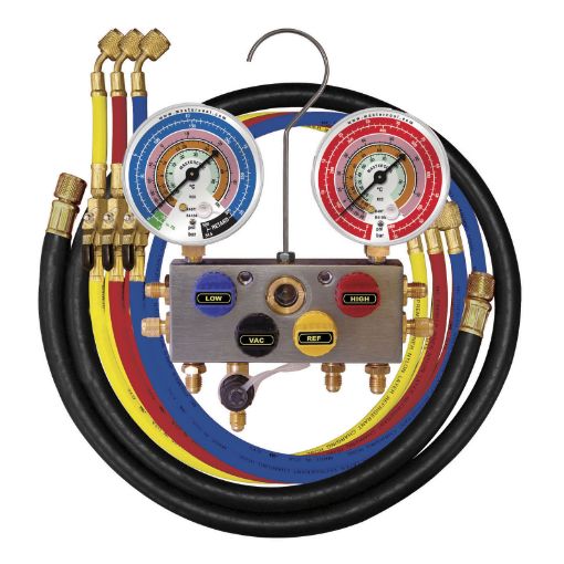 Slika 4-WAY KUGLICNI MANOMETRI SA CREVIMA 150cm ZA R410A-407C-22 MASTERCOOL 96261-EB-E