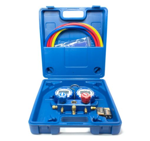 Slika DIGITALNI MANOMETAR U KOFERU SA CREVIMA R22, R32, R290, R410, R1234YF, R134, R404, R407, R507 VDG-2-S1 VALUE